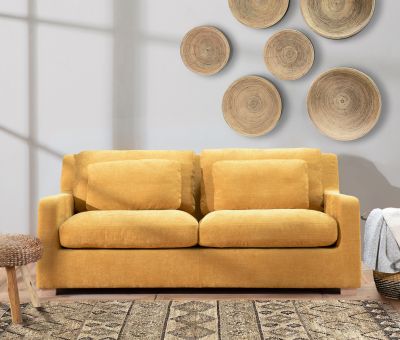 2 SEATER SOFA IN MUSTARD