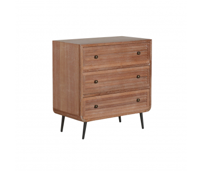 wooden bedside with louvre effect on front of drawers