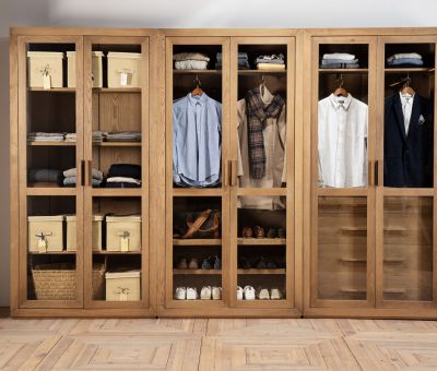 block and chisel wardrobe hanging and shoe rack.