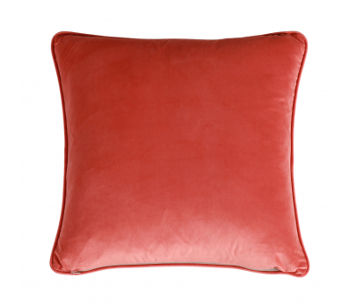 orange ikat print cushion with orange velvet backing