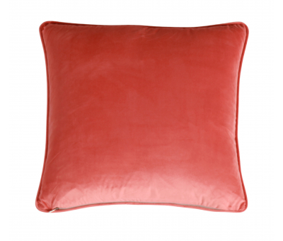 Orange coral cushion with orange velvet backing