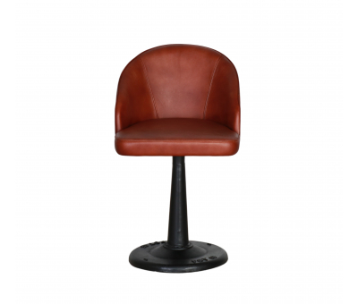 Leather swivel chair on iron metal base