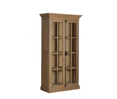 Oak display cabinet with glass doors