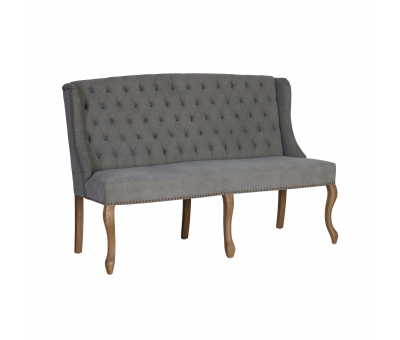 french buttoned back bench in grey