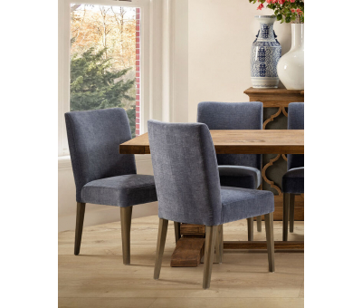 blue velvet dining chair with oak legs