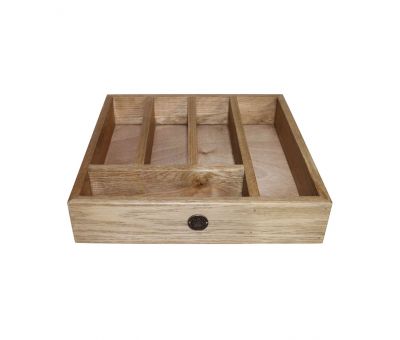 Block & Chisel solid weathered oak cutlery tray