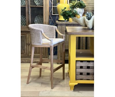 Natural wash cane chair with white seat cushion villa collection 