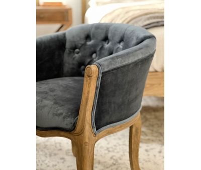 Small french tub chair upholstered in velvet