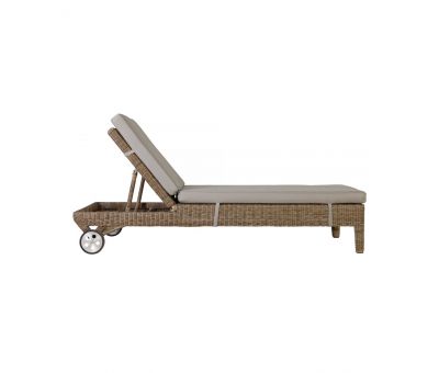 Block & Chisel synthetic rattan outdoor lounger with cushion