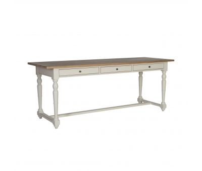 white long writing table or desk with 3 drawers and wooden top in english country style, made in south africa