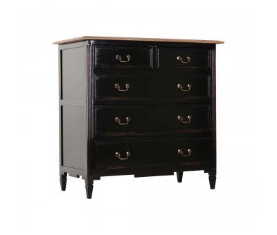 Block & Chisel weathered oak 5 drawer chest with black base