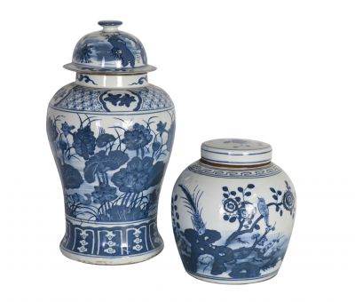 blue and white ceramic jar with lid 