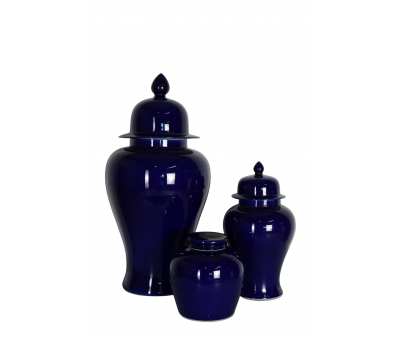 Blue ceramic jar with lid 