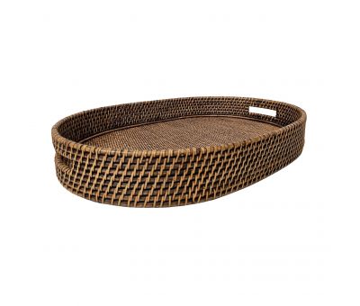 Natural oval rattan tray