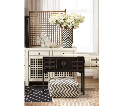 black and white chevron print naksha pouffe