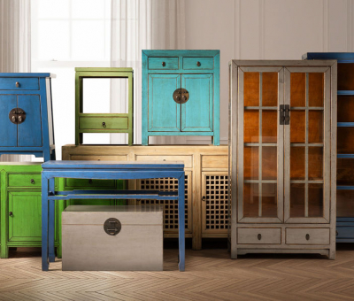 Blue lacquered display cabinet Indochine collection 