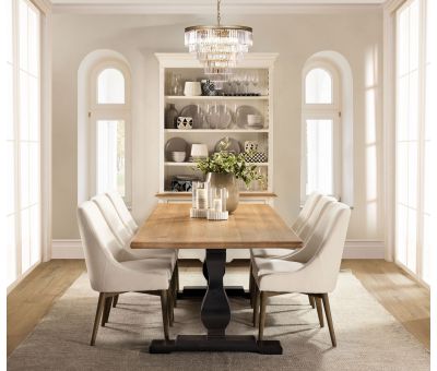 Block & Chisel rectangular dining table with vintage oak top and matt black base