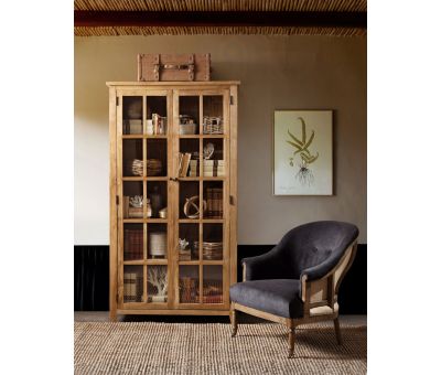 Block & Chisel oak wood bookcase with glass panelled doors