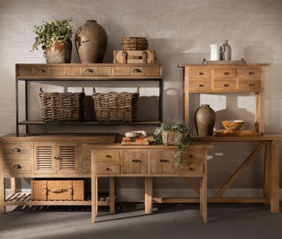 Reclaimed elm wood 6 drawer console 