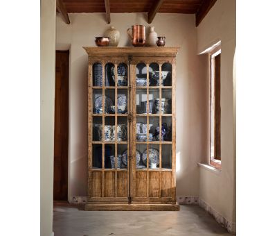 Block & Chisel recycled pine bookcase with glass doors