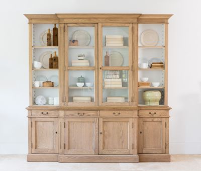 Block & Chisel solid weathered oak dresser with upper glass doors