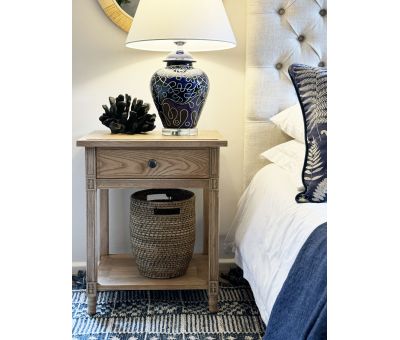 Ashwood bedside table with one drawer and shelf 