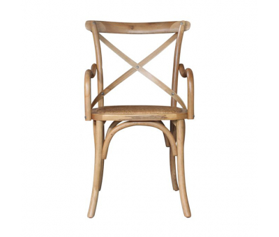 Block & Chisel Antique Oak crossback armchair with rattan seat