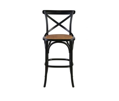 Block & Chisel black birch wood counter stool with rattan seat