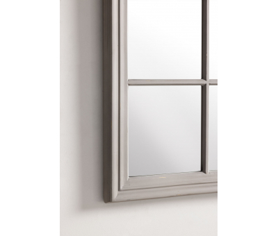 Grey grid windowpane mirror