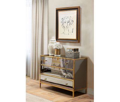 Block & Chisel mirrored 2 drawer bedside table