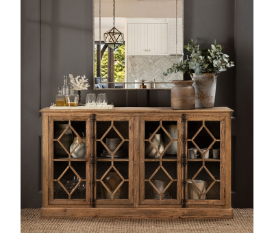 Block & Chisel recycled pine sideboard with glass doors