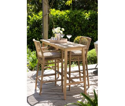 Block and chisel outdoor bar chair with seat cushion