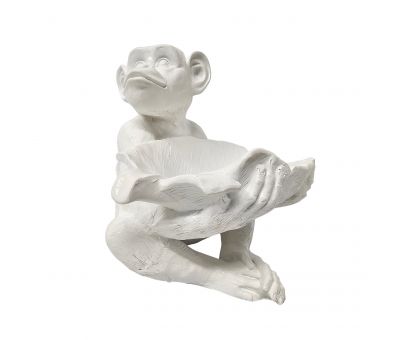 Block and chisel white resin monkey bowl