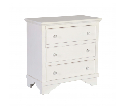 block and chisel 3 drawer bedside table in white