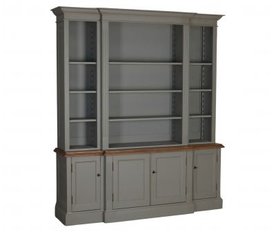 ECS breakfront bookcase in Biscuit and weathered oak 