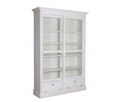 antique white sliding door bookcase 