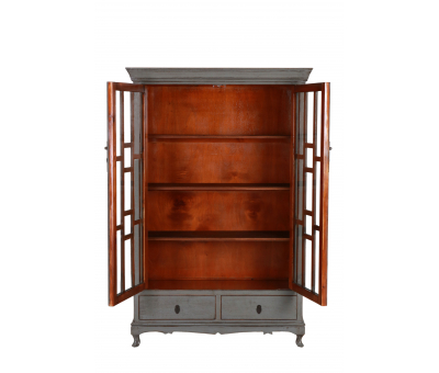 Grey lacquered display cabinet with 2 drawers Indochine collection 