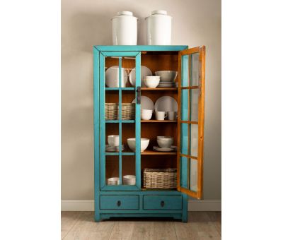 Cabinet with glass doors and drawers