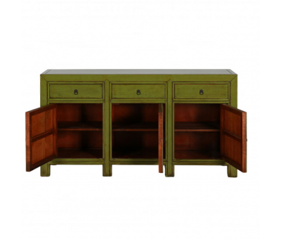 olive green lacquered sideboard with drawers and doors Indochine collection