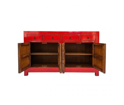 Block and chisel lacquered sideboard with cupboards and drawers