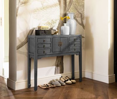 grey lacquered chinese console 