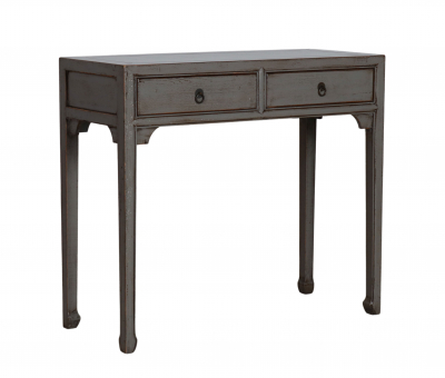 grey lacquered console with 2 drawers