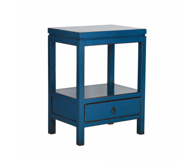 blue lacquered bedside with 1 drawer