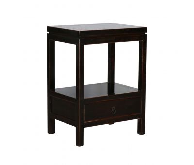 Black lacquered bedside with 1 drawer