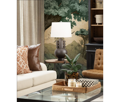 brown lamp base with cream shade 