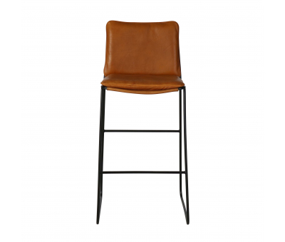 metal frame barstool with leather seat and back