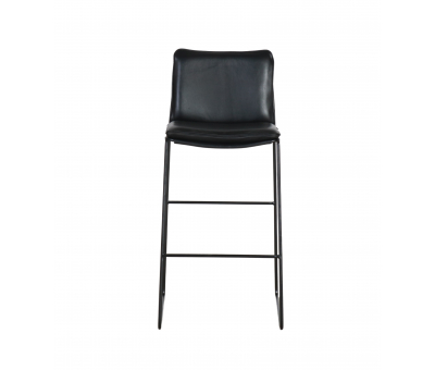 block and chisel black leather barstool