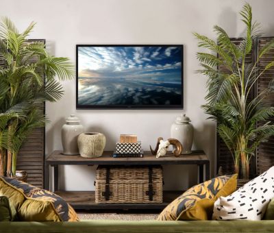 Industrial style coffee table with black metal frame