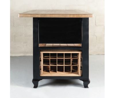 Toulouse kitchen island in black and antique weathered oak 
