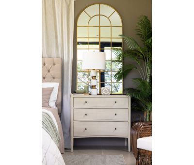 Block & Chisel wooden drawer chest with wicker rattan top